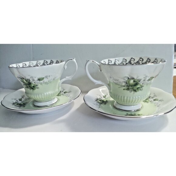 Royal Albert Rose Marie Series Tea Cup & Saucer Sets ‘Noonday’ Pattern 2 sets - Picture 1 of 16